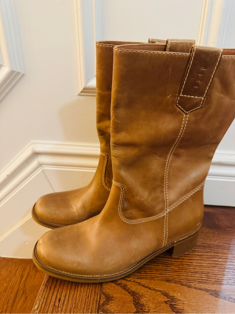 Women's Tan Leather Mid-Calf Boots